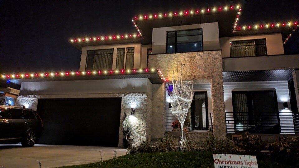 Holiday roofline red and warm white
